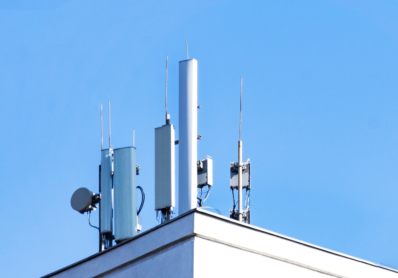 Cellular antennas on top of a roof